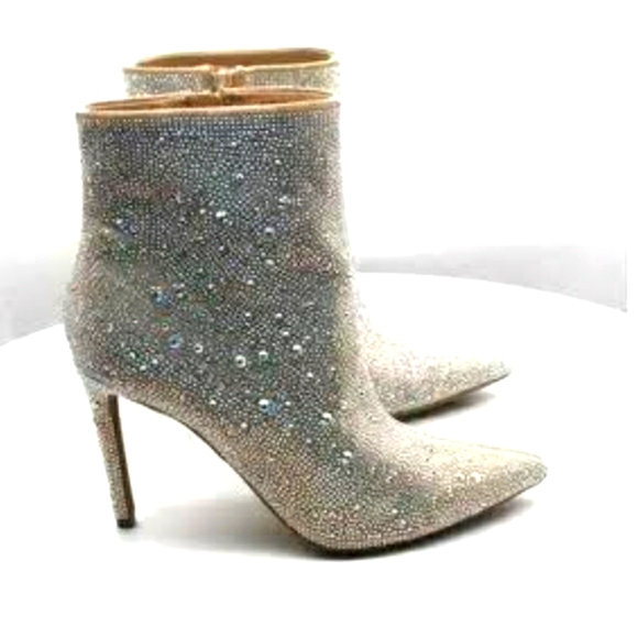 Special Listing NWT INC Diamond Holo Silver ish Boots Sparkling Beaded Booties - Picture 12 of 17
